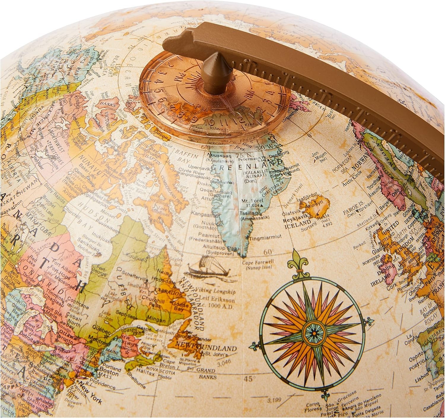 Replogle Quincy 9″ Desktop World Globe – Antique Ocean, Raised Relief, New Item