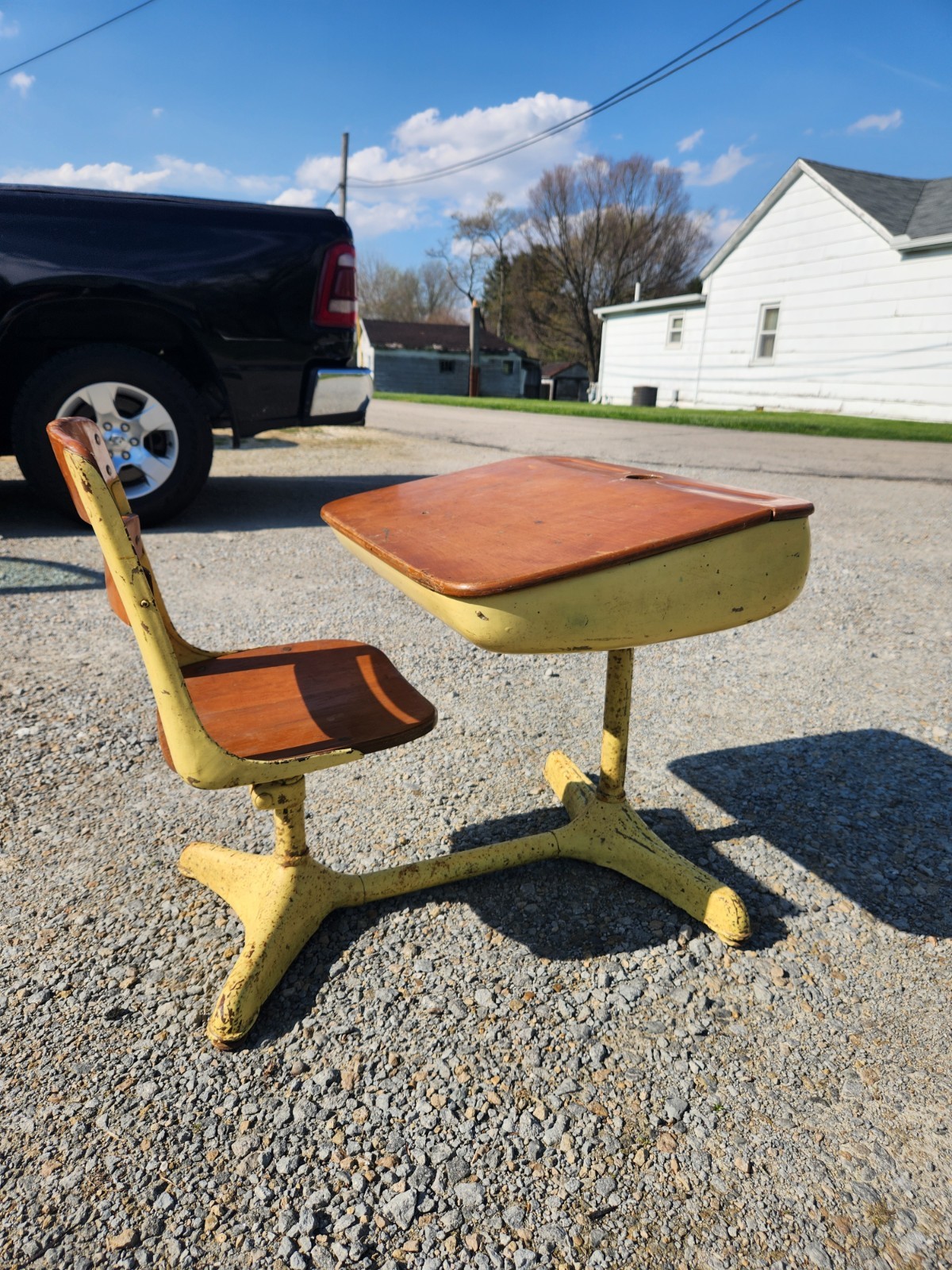 American Seating Company 1940-50’s Swivel Seat School Desk W/Original Hardware
