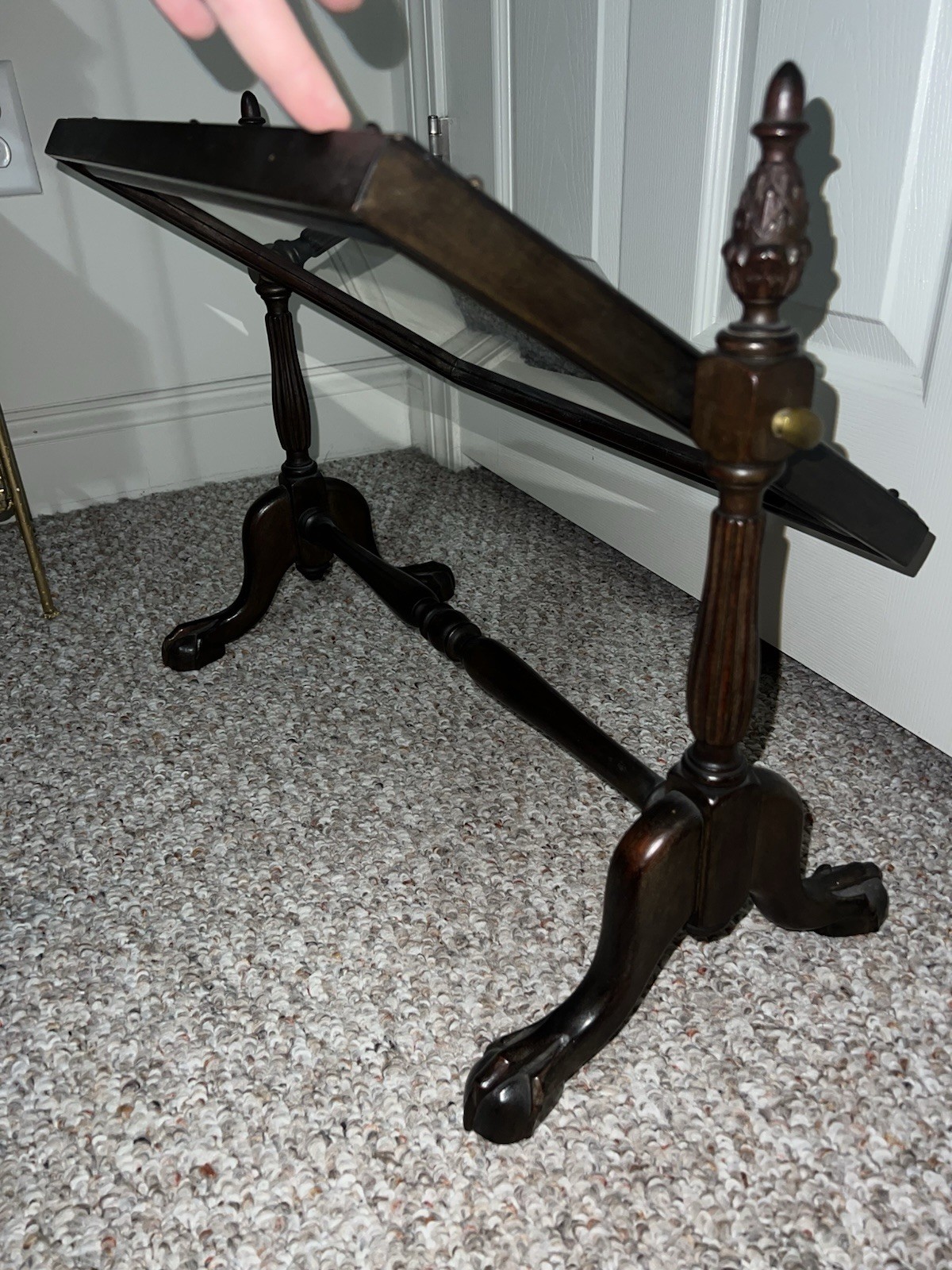 19th Century Chippendale Style Carved Mahogany Footed Dresser Mirror