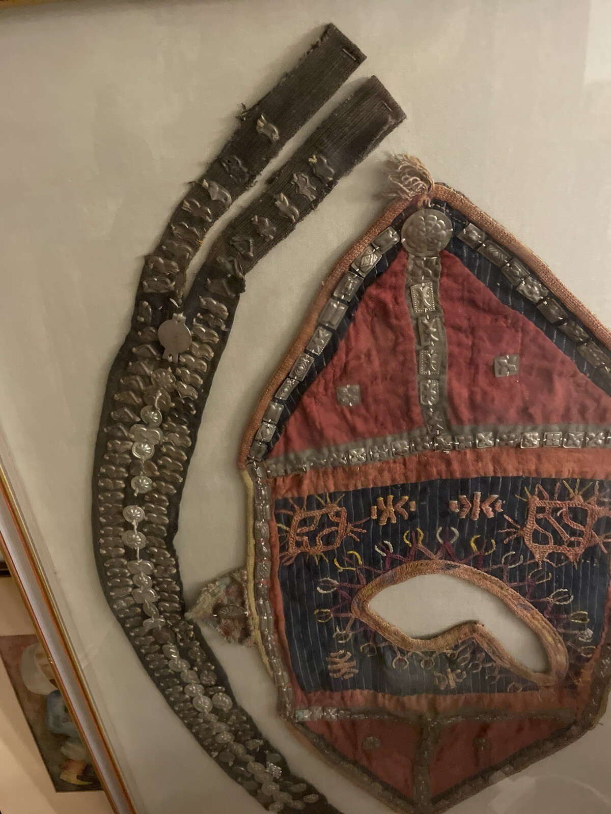 Antique Ottoman Embroidery Silver Coins Well Framed 42/28 Inches
