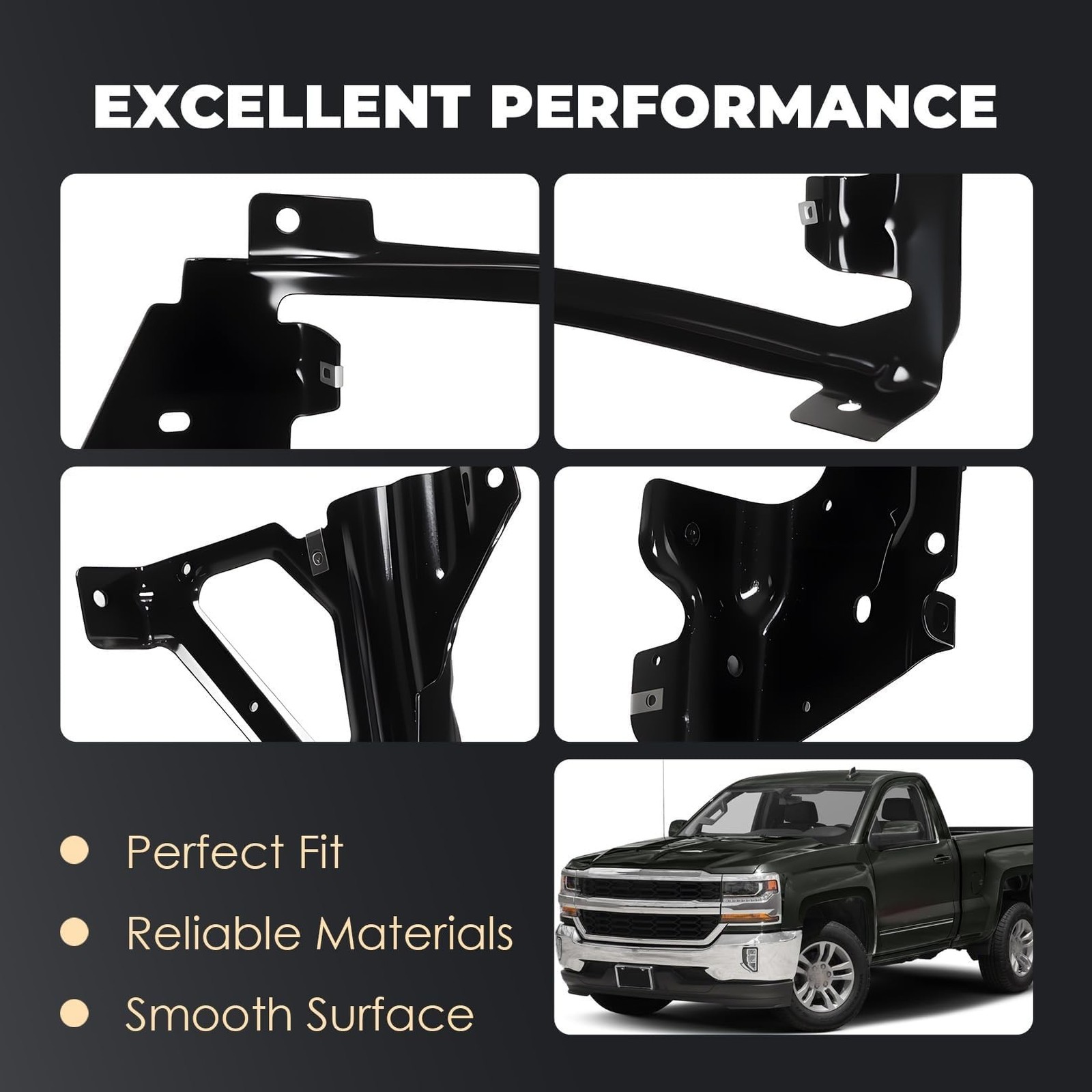 4PCS Front Inner and Outer Bumper Bracket Set Compatible with 2016-2019 Silve…