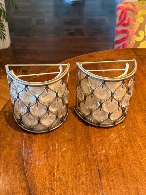 21st Century Contemporary Crystal and Silver Wall Sconces, a Pair