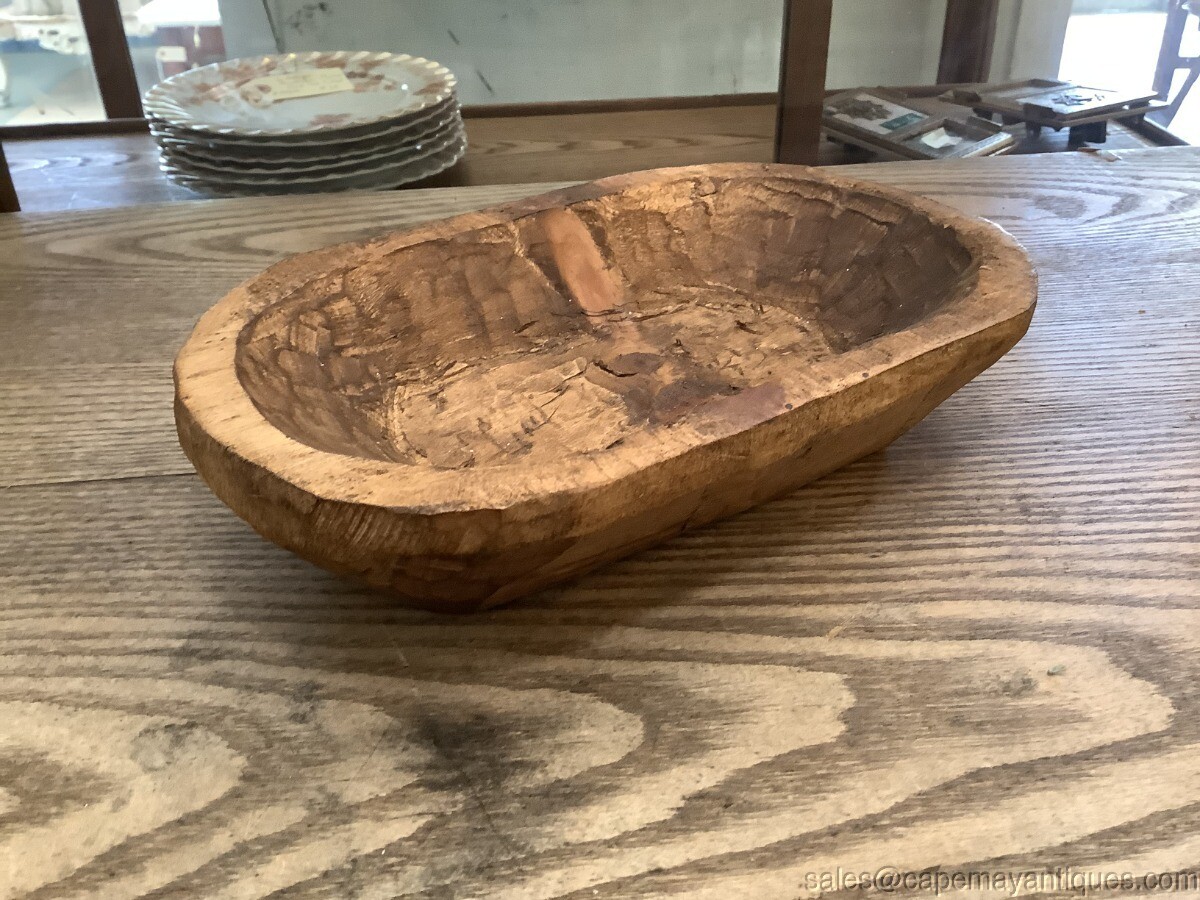 Hand Carved Wood Bowl Primitive Design 9.5″ length by 5.75″ wide and 2″ High