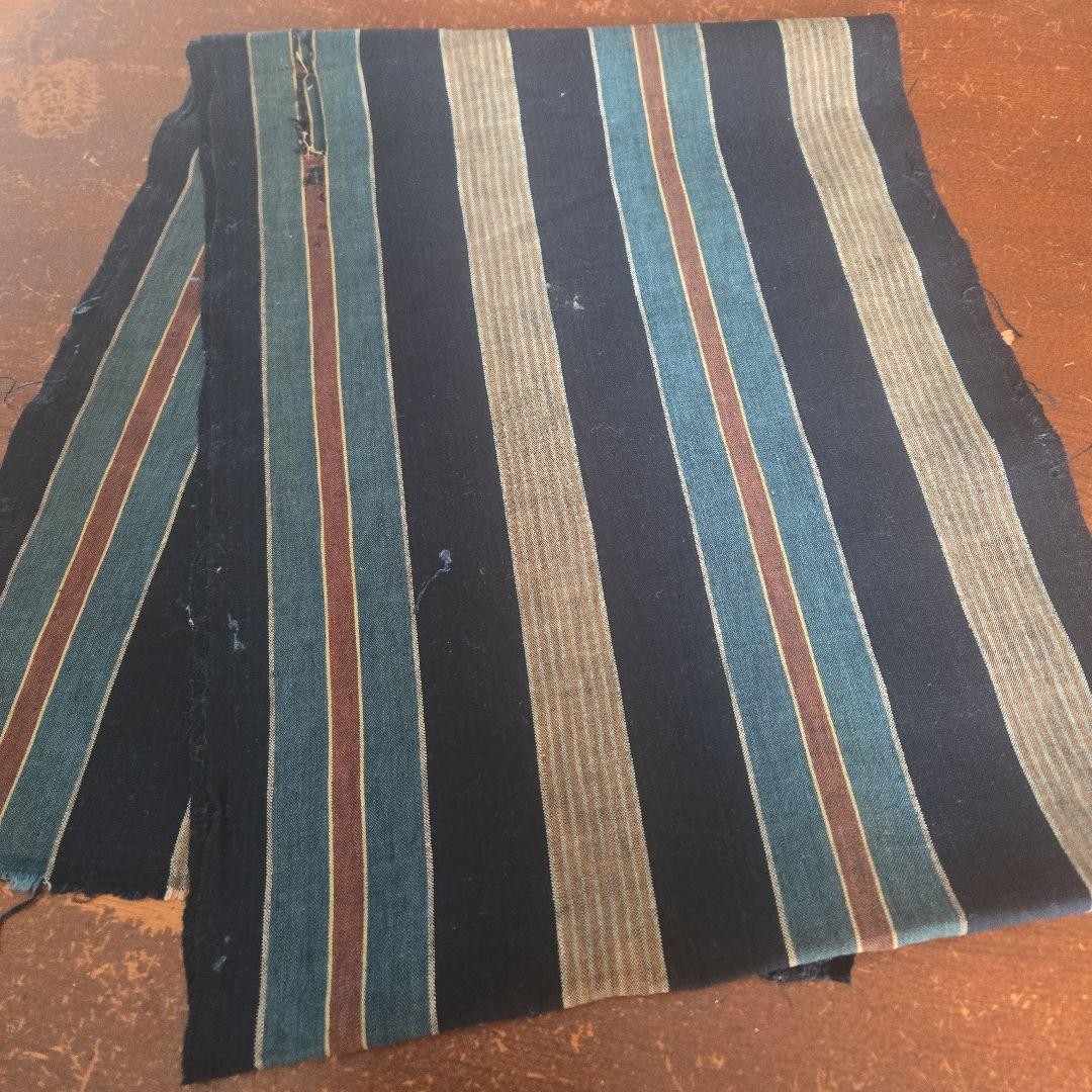 Antique Indigo Kasuri Cotton Fabric Remnant 34.5x178cm for Remake Ready