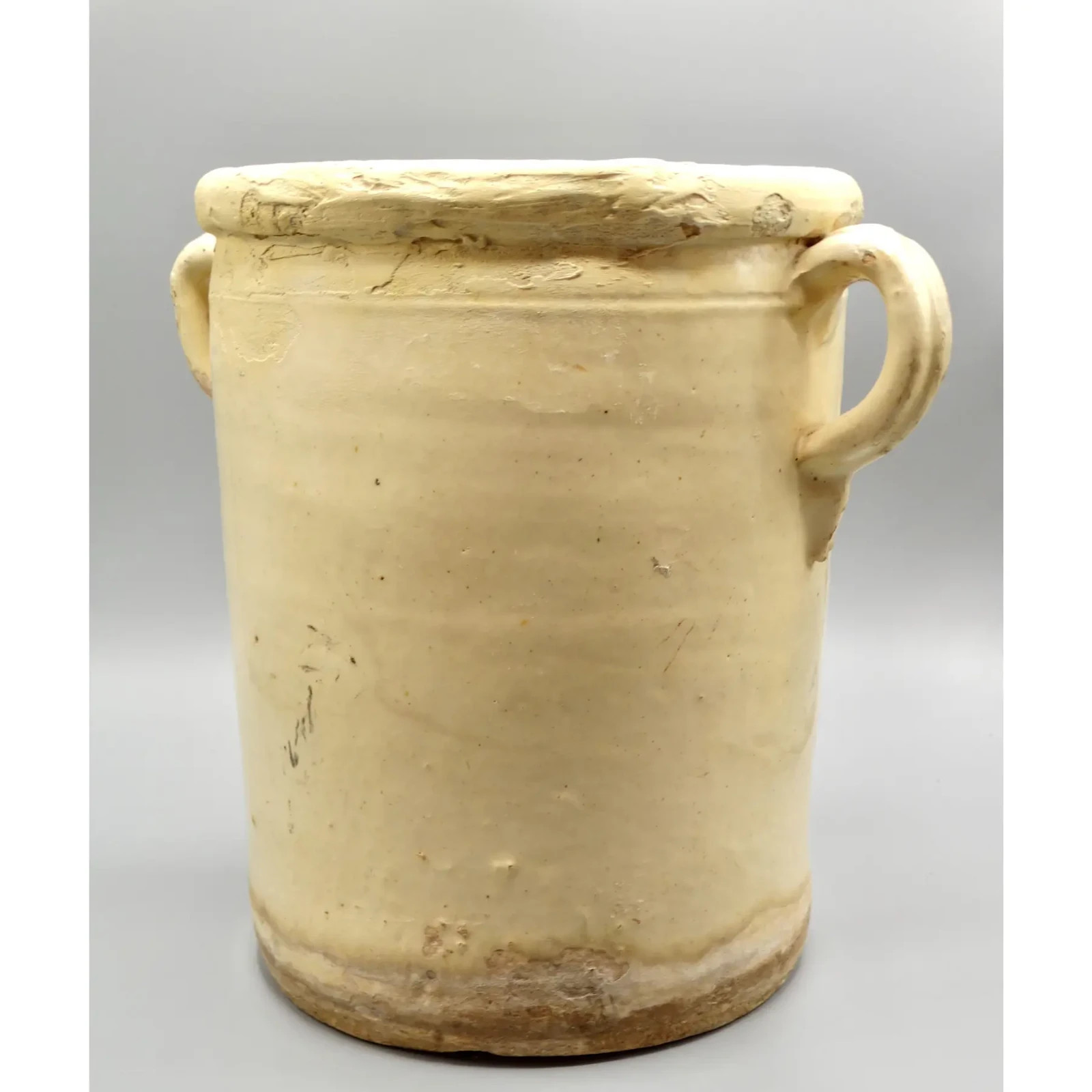 19th-Century Glazed Italian Confit Jar Pot Antique Handcrafted