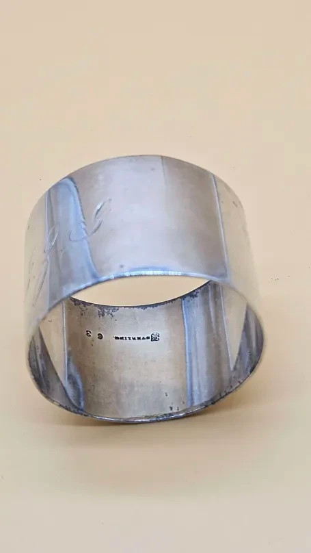 Antique Towle Sterling Silver Napkin Ring 41g Lion T Hallmark Monogram 63 .925