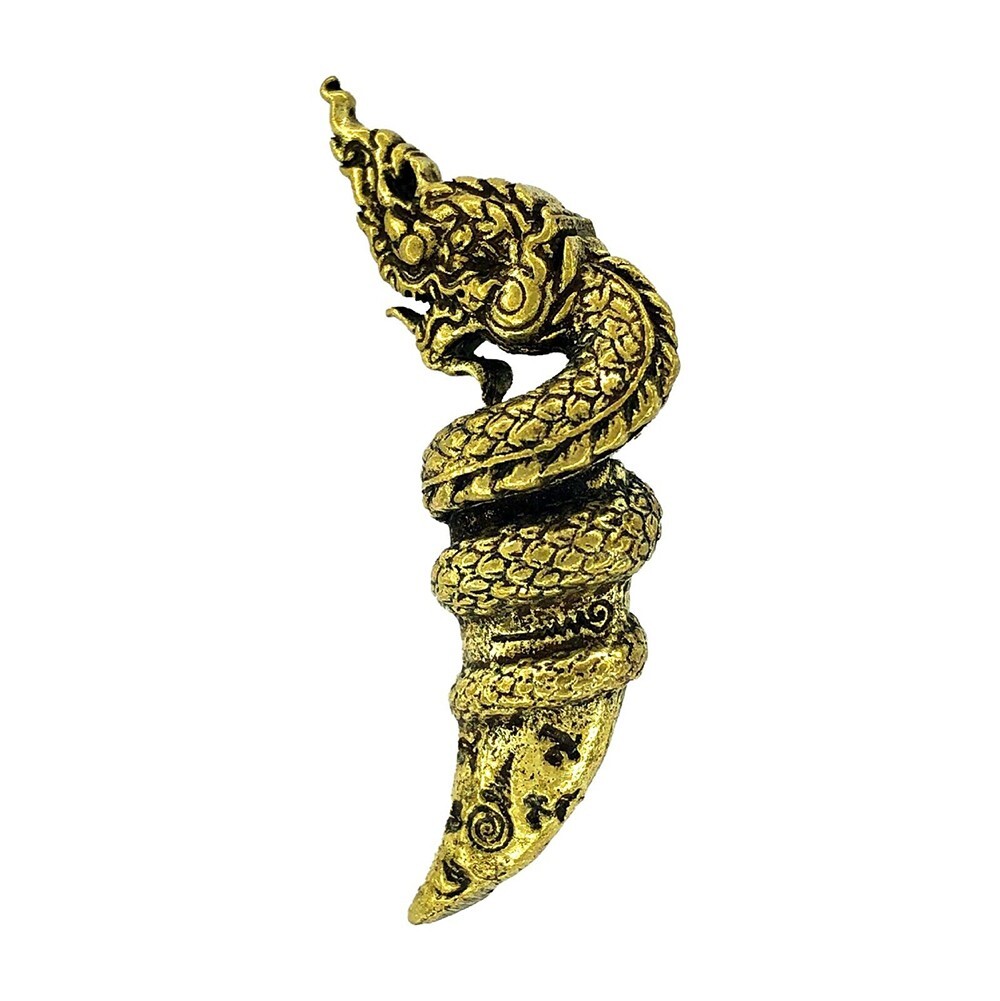 Thai King Naga Dragon Brass Magic Talisman Protection Spiritual Amulet