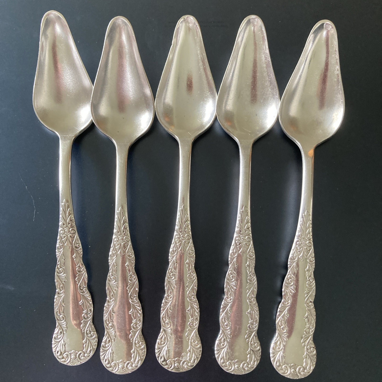 (5) C Rogers & Bros Antique C1893 Imperial Citrus Grapefruit Spoons Silverplate