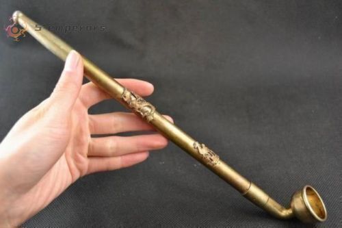 Chinese Old Tibetan Copper Dragon and phoenix Tobacco Smoking Tool pipe