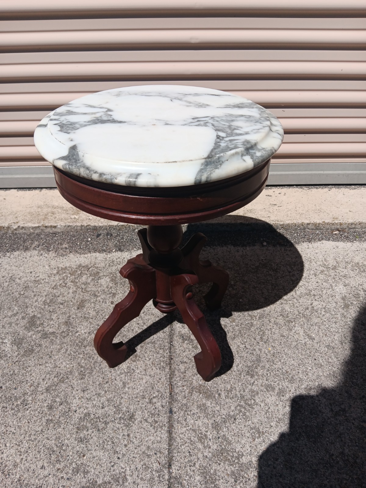1950s Vintage Victorian Genuine Mahogany & Marble Top Ladies End Table or Stand