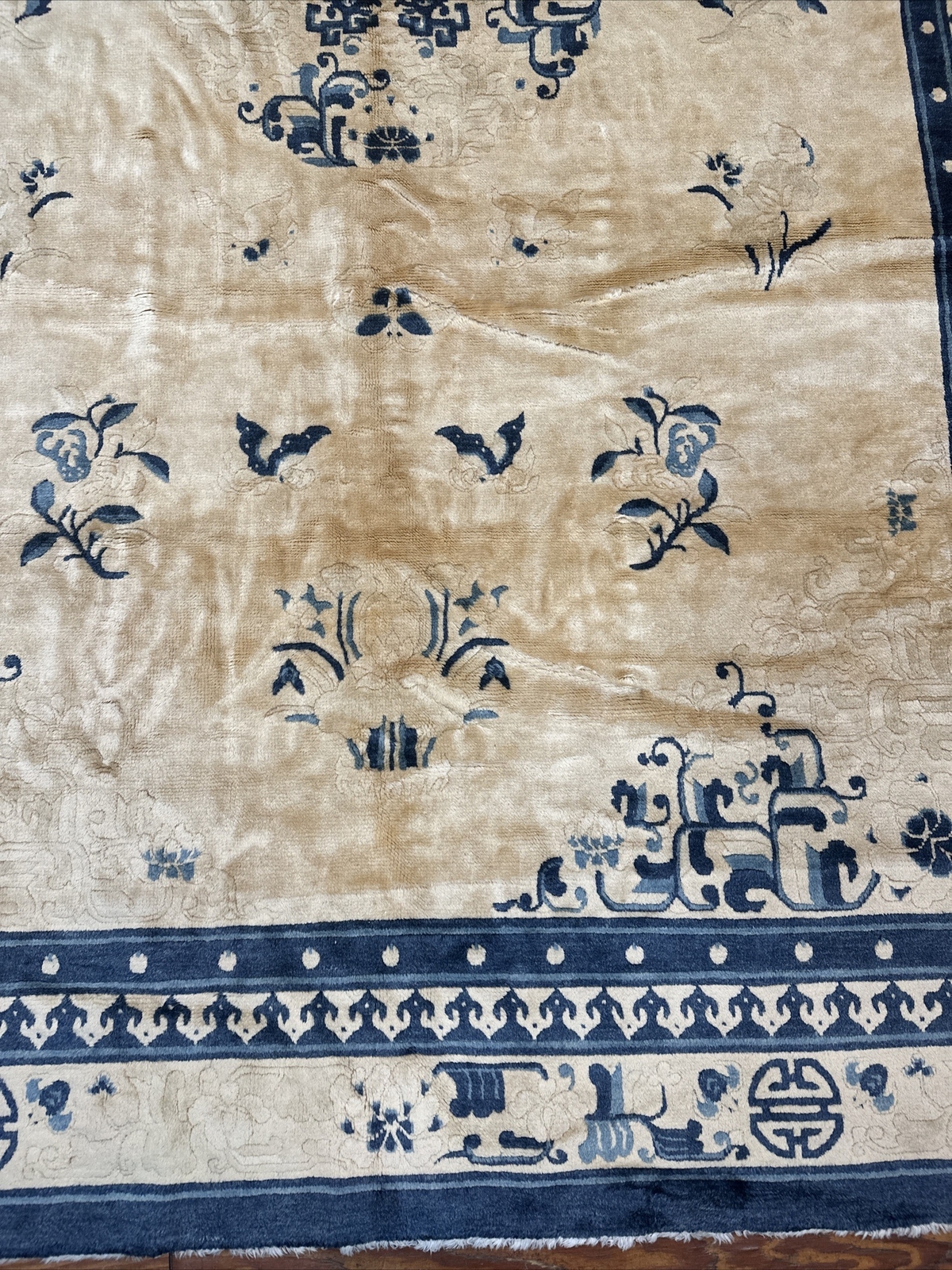 Vintage Antique Chinese Art Deco Oriental Rug Handmade Wool/cotton Floral (116)