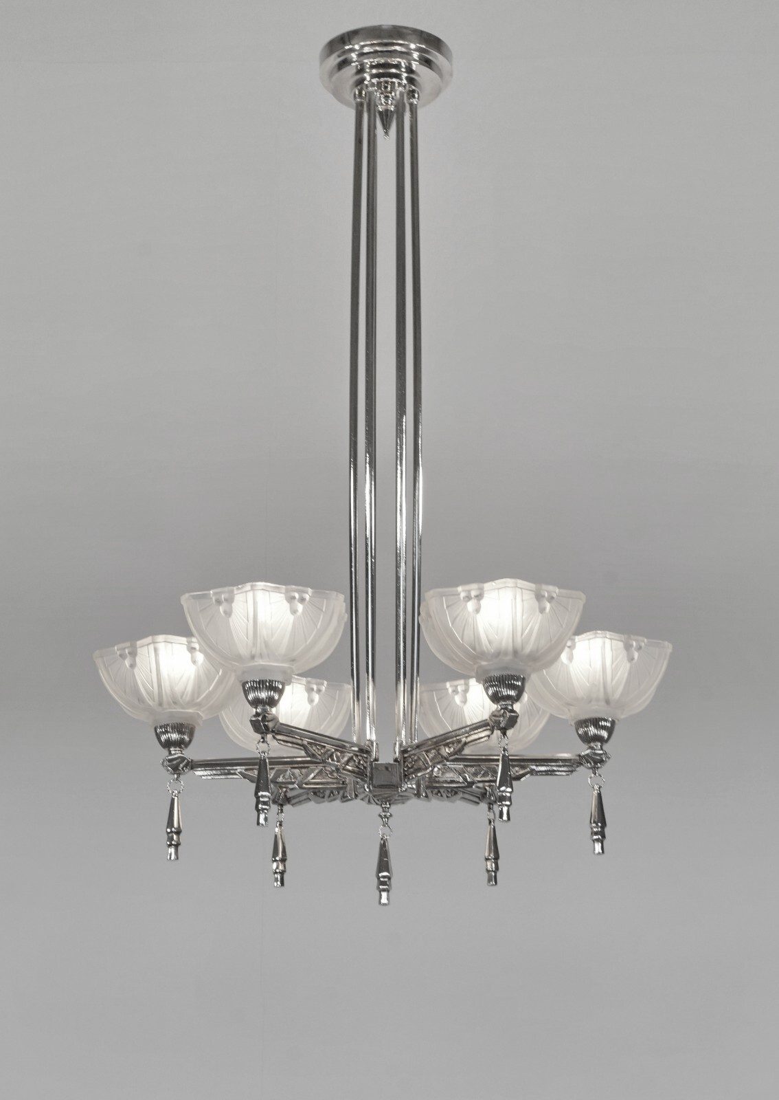 JEAN GAUTHIER (EJG) : FRENCH 1930 ART DECO CHANDELIER … lamp muller era France