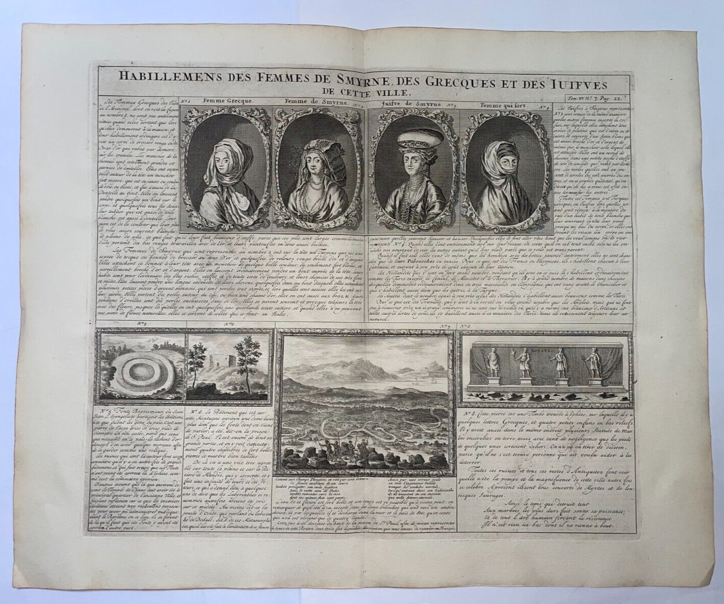 SMYRNE TURKEY WOMEN 1719 HENRI CHATELAIN LARGE ANTIQUE PLATE