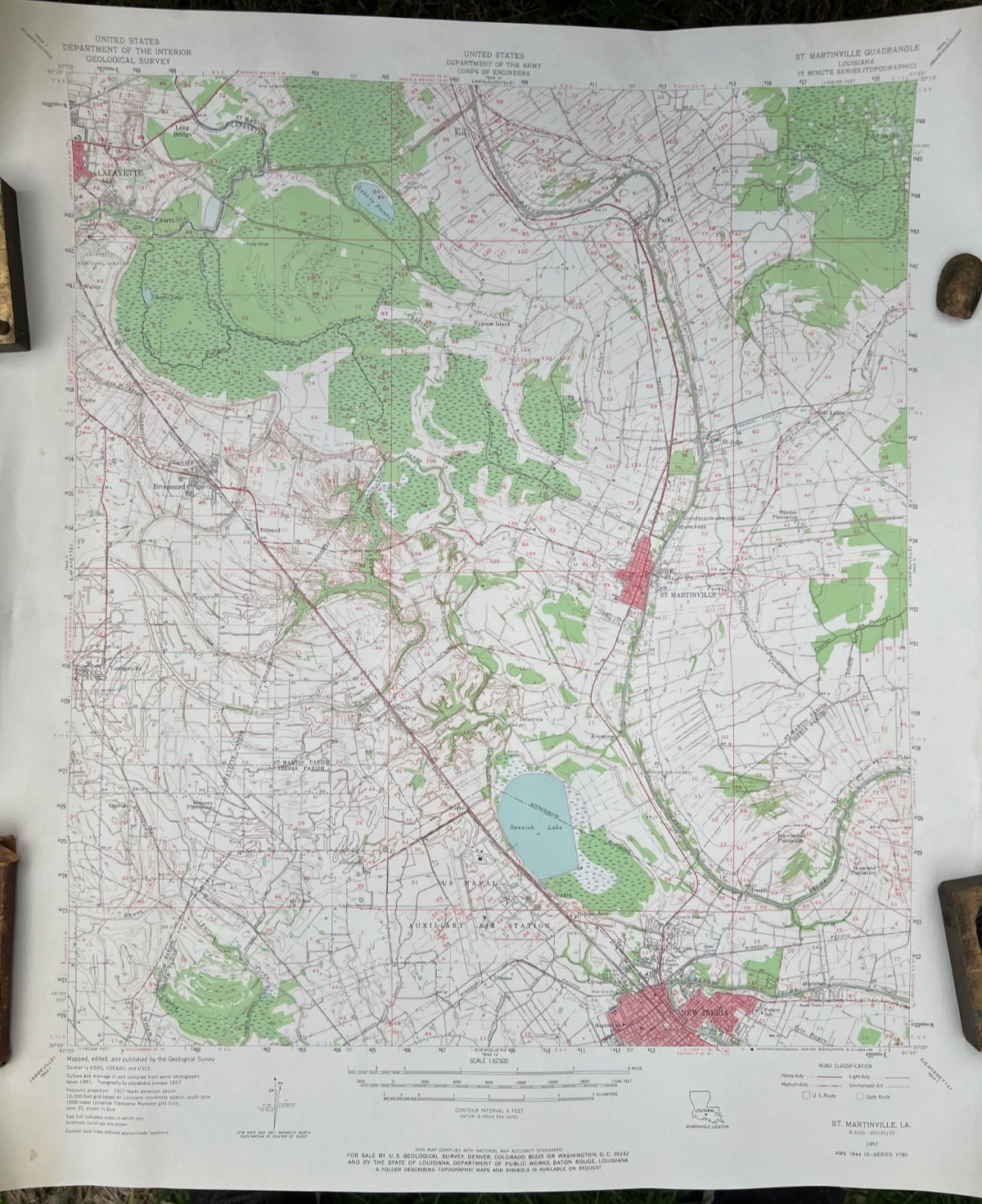 St. Martinville, LA 1957 Vintage Original USGS Topo Map 15 Minute USACE Army
