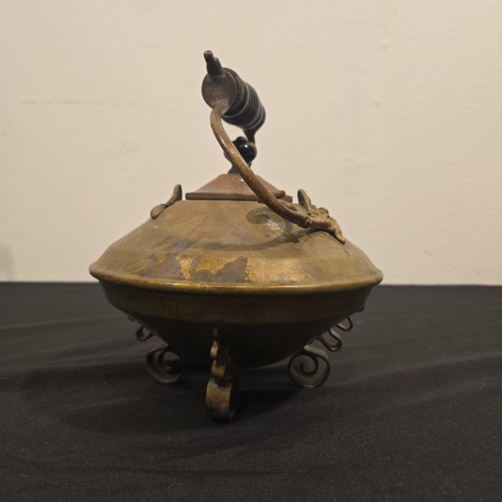 Vintage Antique Brass Plated Art Nouveau Teapot