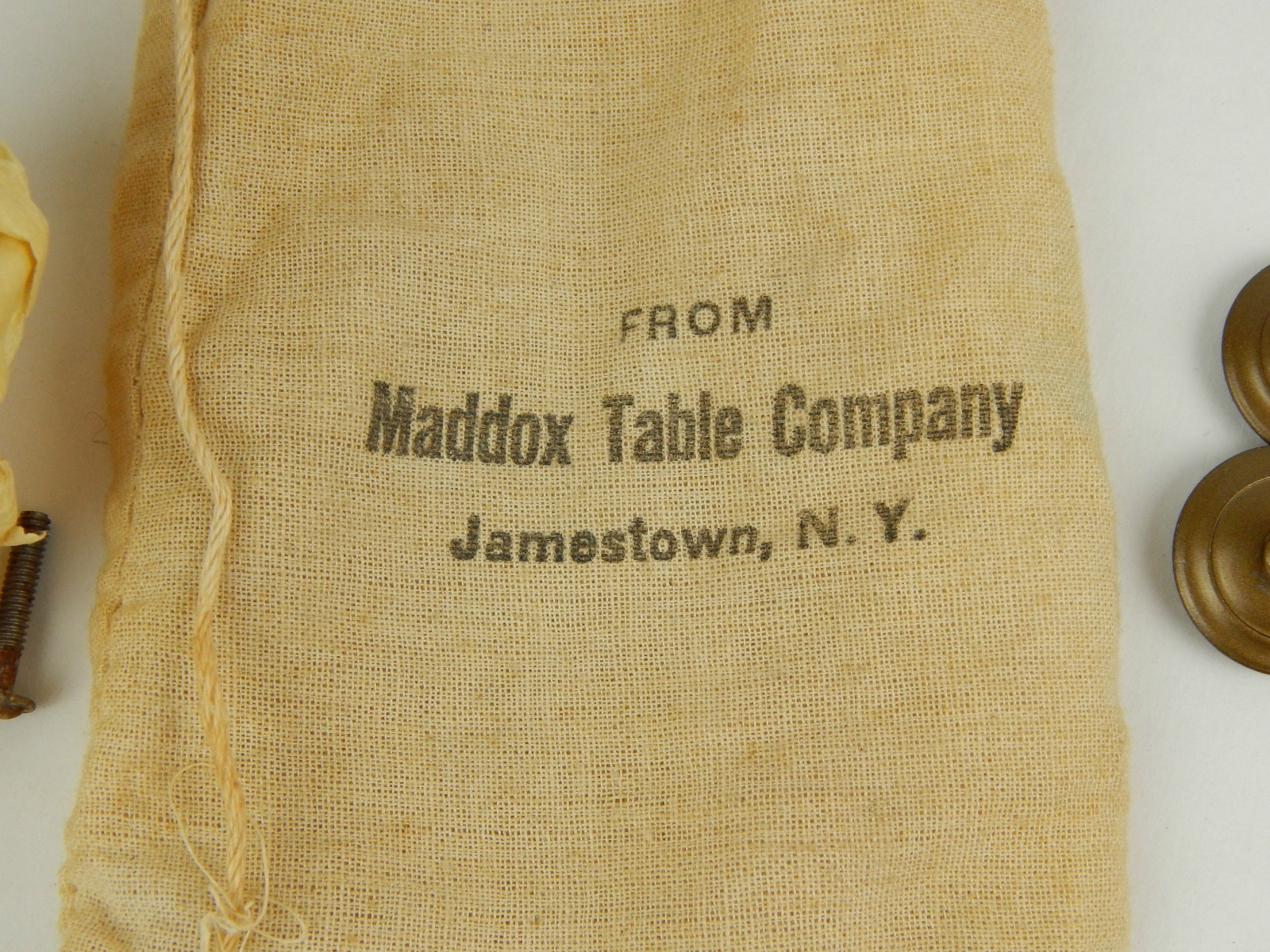 Antique Maddon Table Company Drawer Pulls/Knobs w/ Hardware Sack & Tag VGC