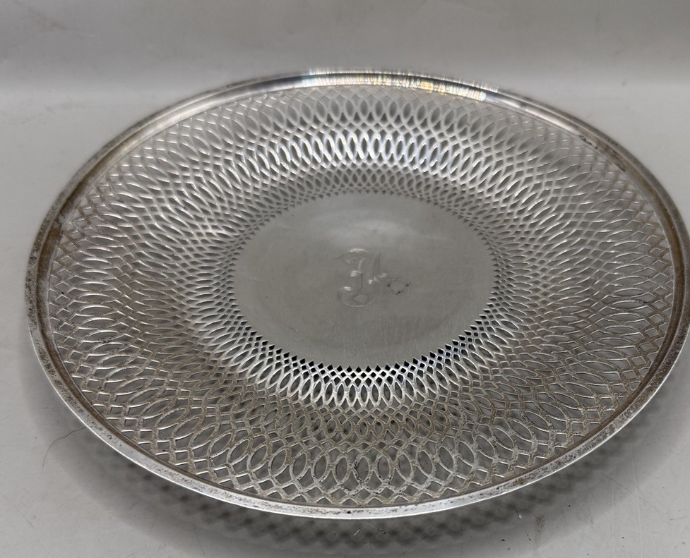 Vtg Saart Bros Sterling silver 8″ Pierced Reticulated Sandwich Plate #6547 143g