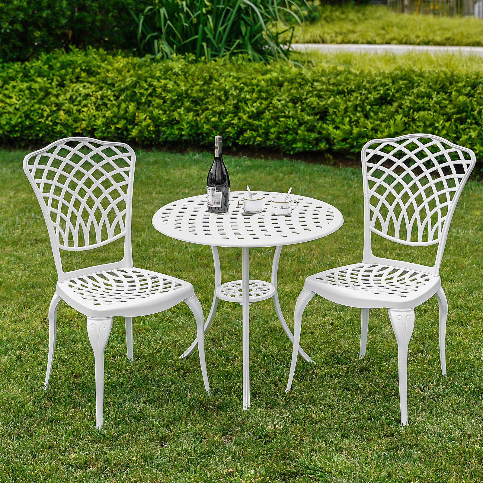 Outdoor Patio Bistro Table and 2 Chairs Set Garden Furniture