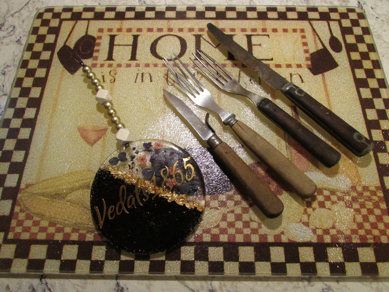 Antique Forks & Knives Primitive Civil War Era Wood & Ebony Wood Handles