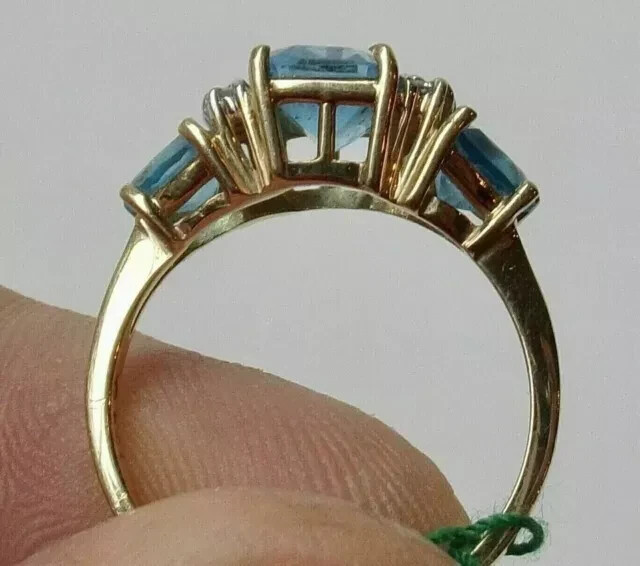 14K Yellow Gold Plated 3.00Ct Radiant Cut Lab Created Aquamarine Wedding Ring