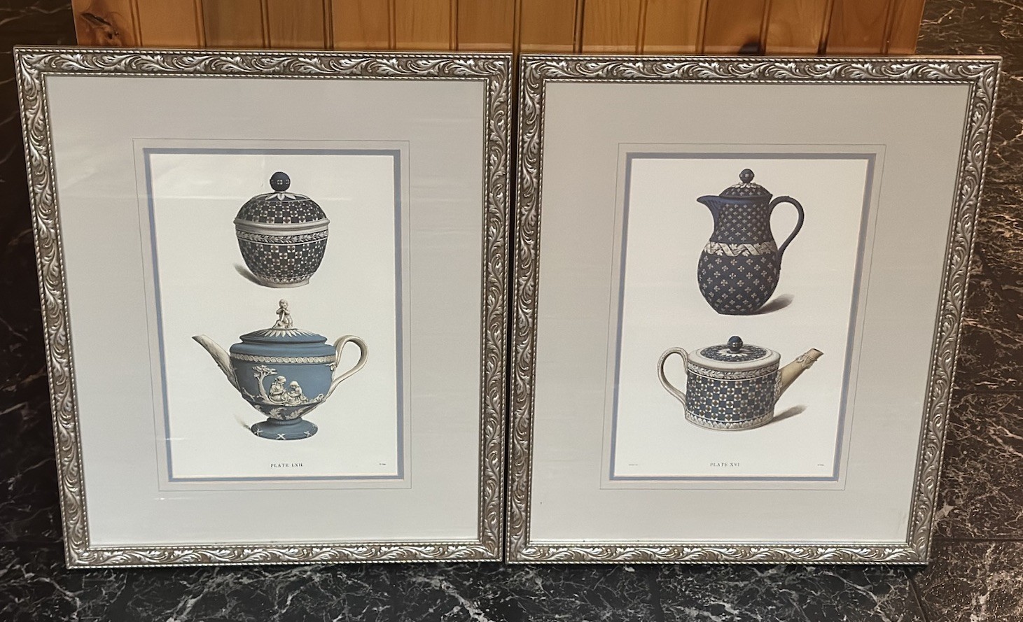 Pair of Framed Neoclassical Wedgwood Lithographs Plate LXII and XVI Ca. 1890.