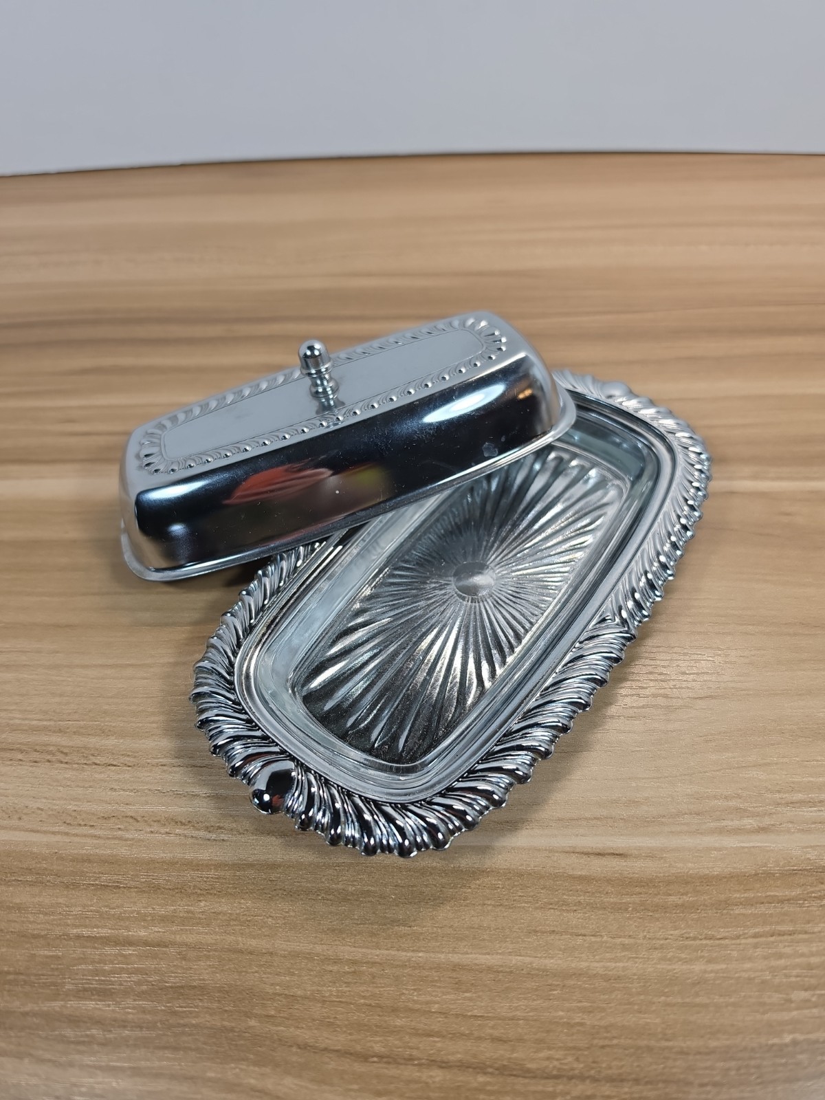 Irvinware Chrome Plated Butter Dish Made In The USA
