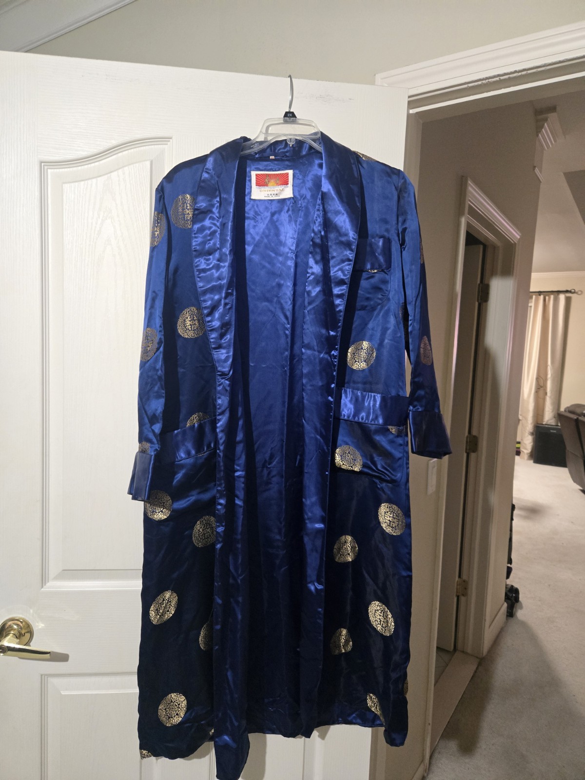 Blue Silk Traditional Chinese Lounge Style Smoking Jacket Embroidered