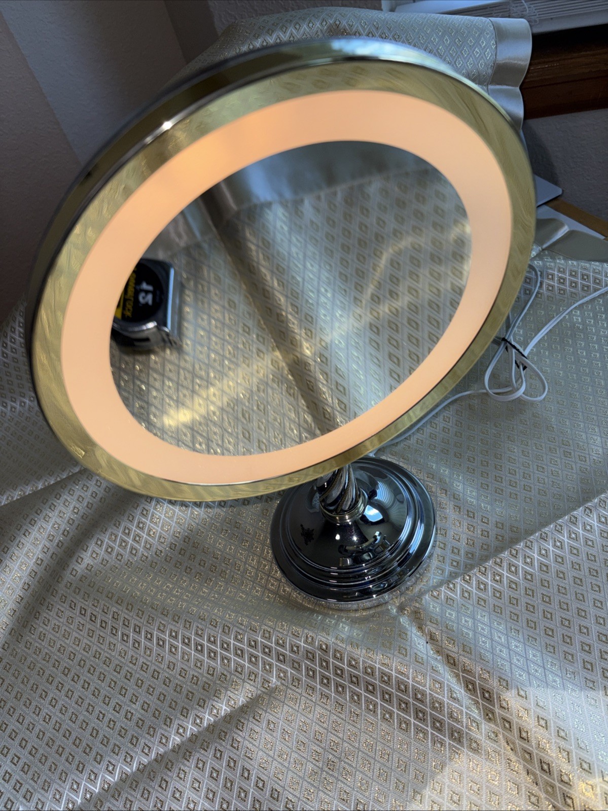 Protronics Lighted Magnifying Makeup Mirror | Twisted-Style Neck Chrome & Brass
