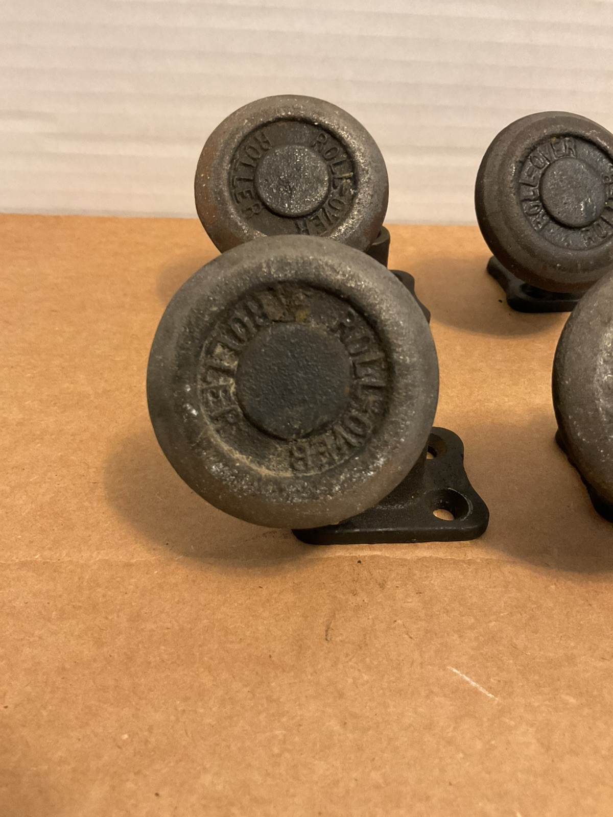 Vintage Roll-Over Rollers Swivel Casters Cast Iron Creepers Industrial Set of 4