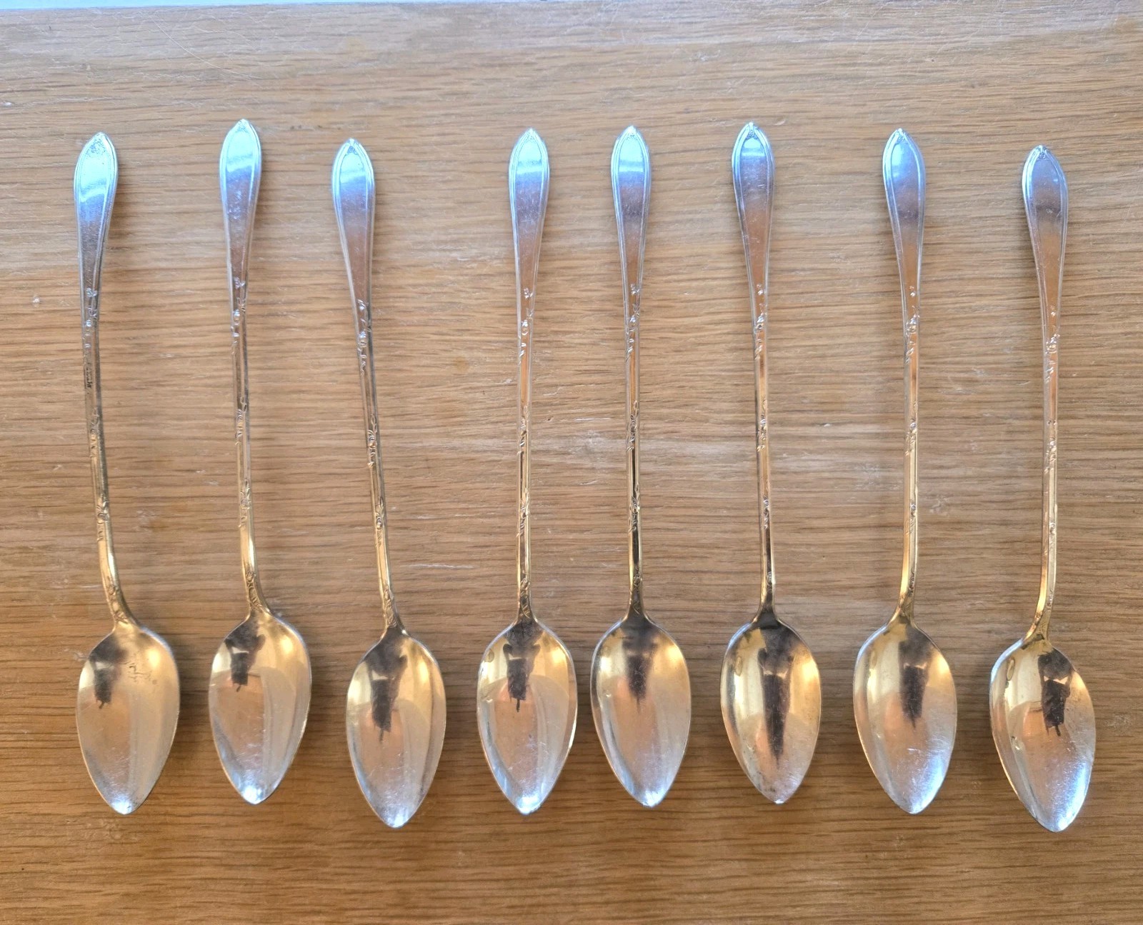 New England Silverplate Rosemary Summertime Picnic 1919 Iced Tea Spoons set of 8