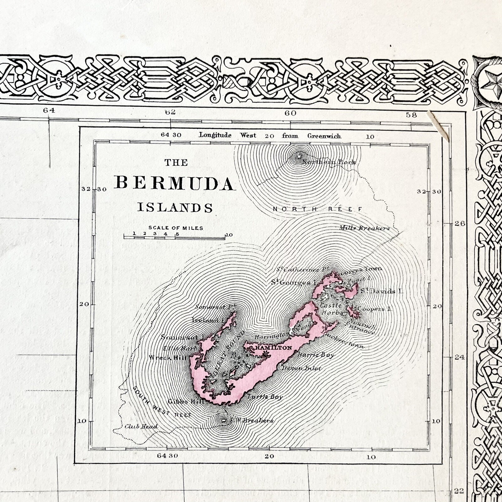 Large 1863 AJ JOHNSON Hand-Colored map of WEST INDIES Puerto Rico CUBA Bahamas