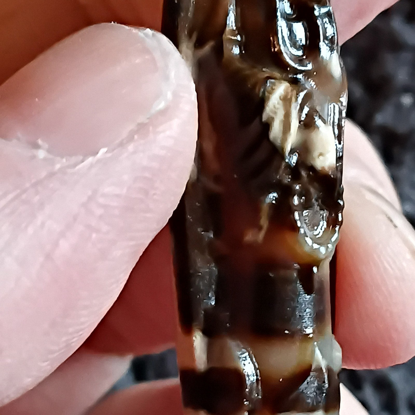Tibetan Agate pre 1800s Rare Handcarved Kwan Yin 3 Eye Dzi Bead