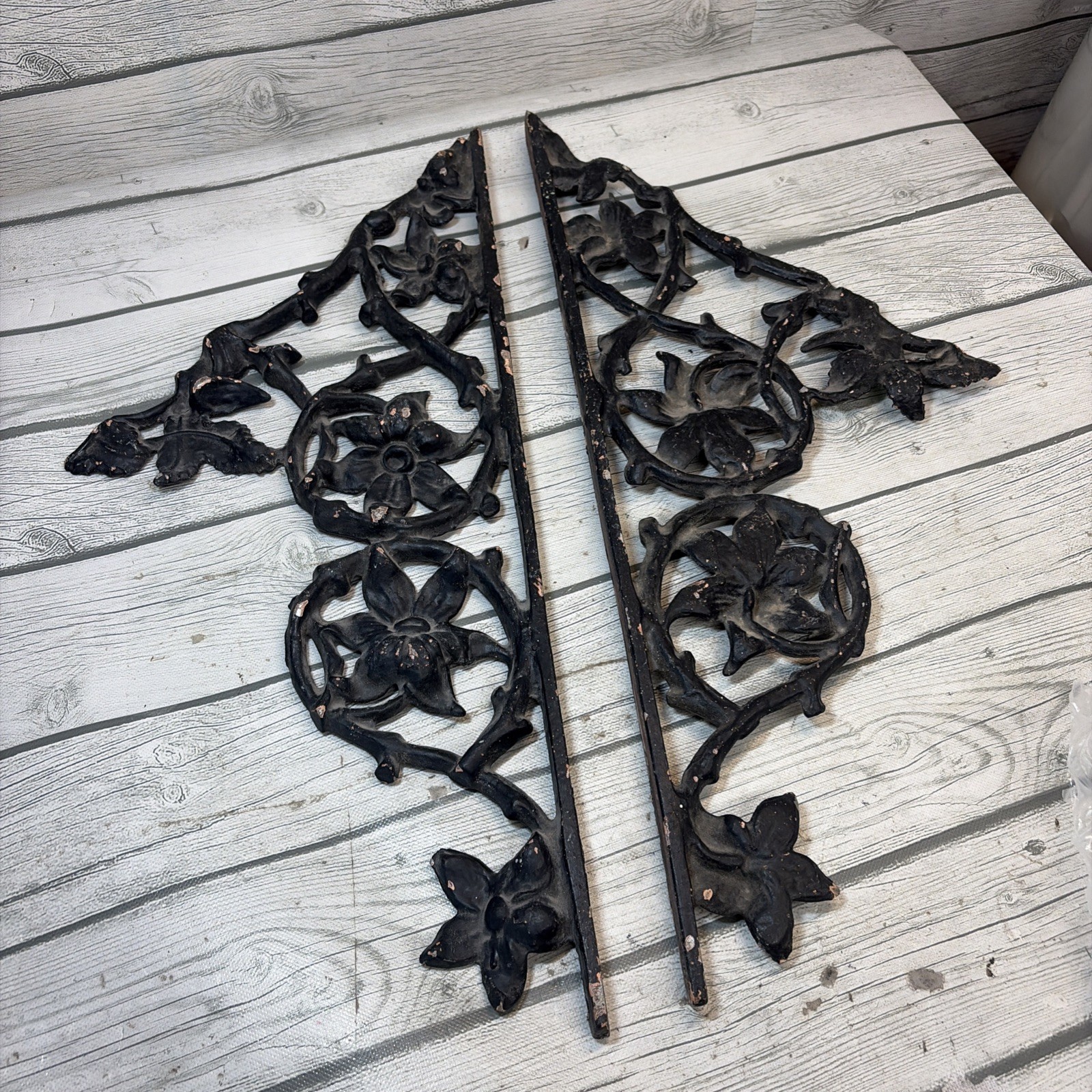 VTG Metal Garden Architectural Salvaged Decor Floral Panel Porch Garden