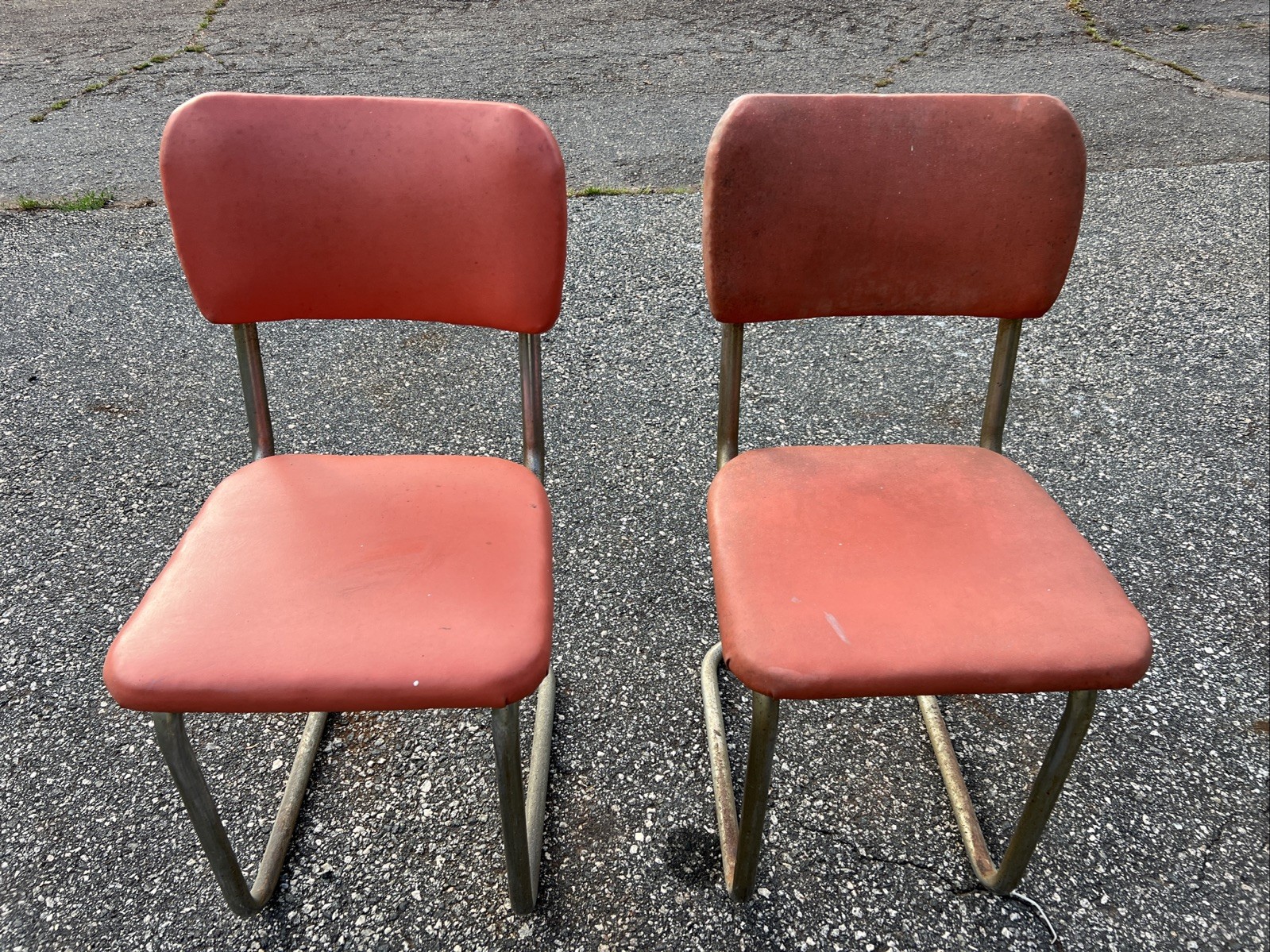Vintage Retro Mid Century Modern Chrome and Vinyl- Floating Chairs