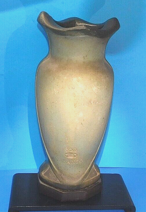 Antique Art-Nouveau 19th c France Marked, MANQUE DEPOSSE Lg Vase, Couple w/Sheep