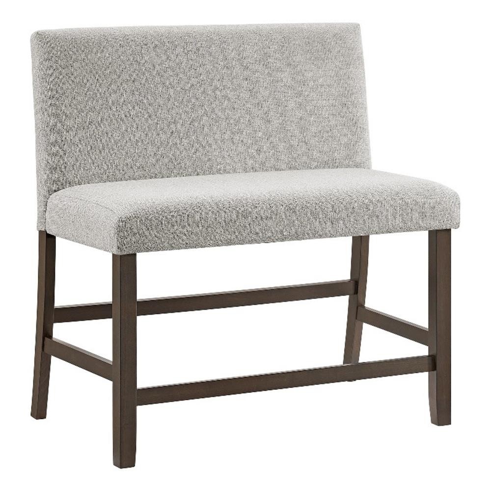 Maklaine Transitional Counter Bench with Upholstered Back in Brown