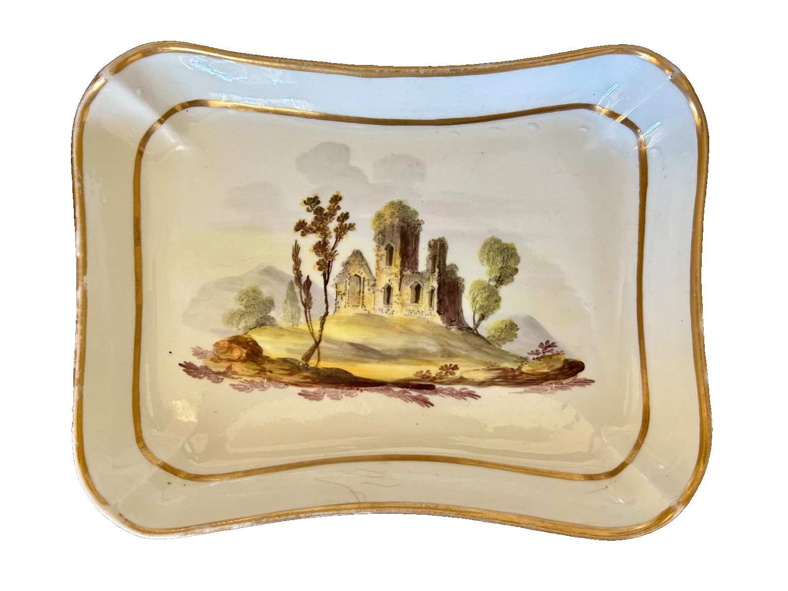 Rare Late 18th-early 19thC English Derby Rectangular Hand Painted Porcelain Dish