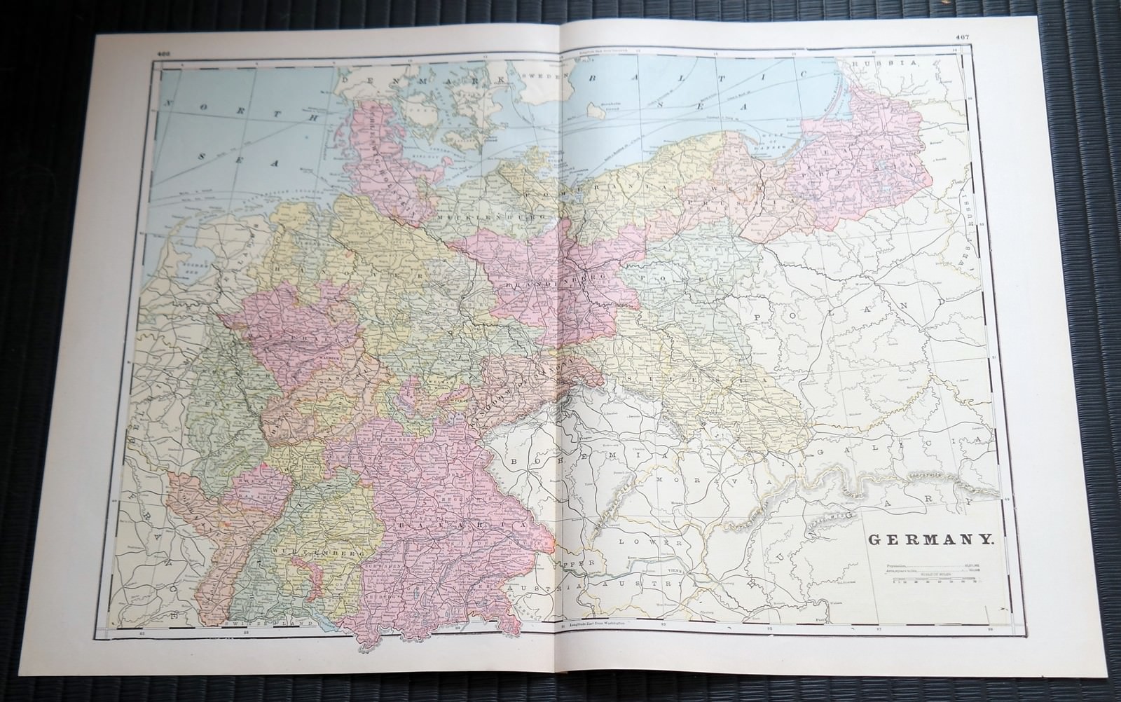 Crams Railway System Atlas Map Germany Greece Corsica and Sardinia 1895