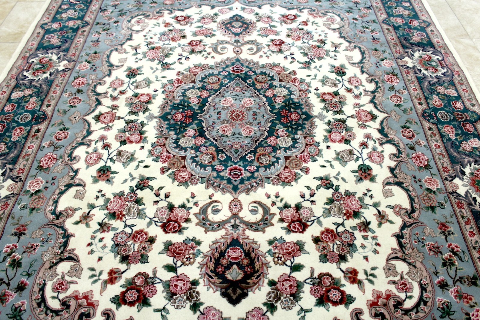 8X10 BREATHTAKING MASTERPIECE 400KPSI 50RAJ HAND KNOTTED SILK & WOOL TABRIZZ RUG