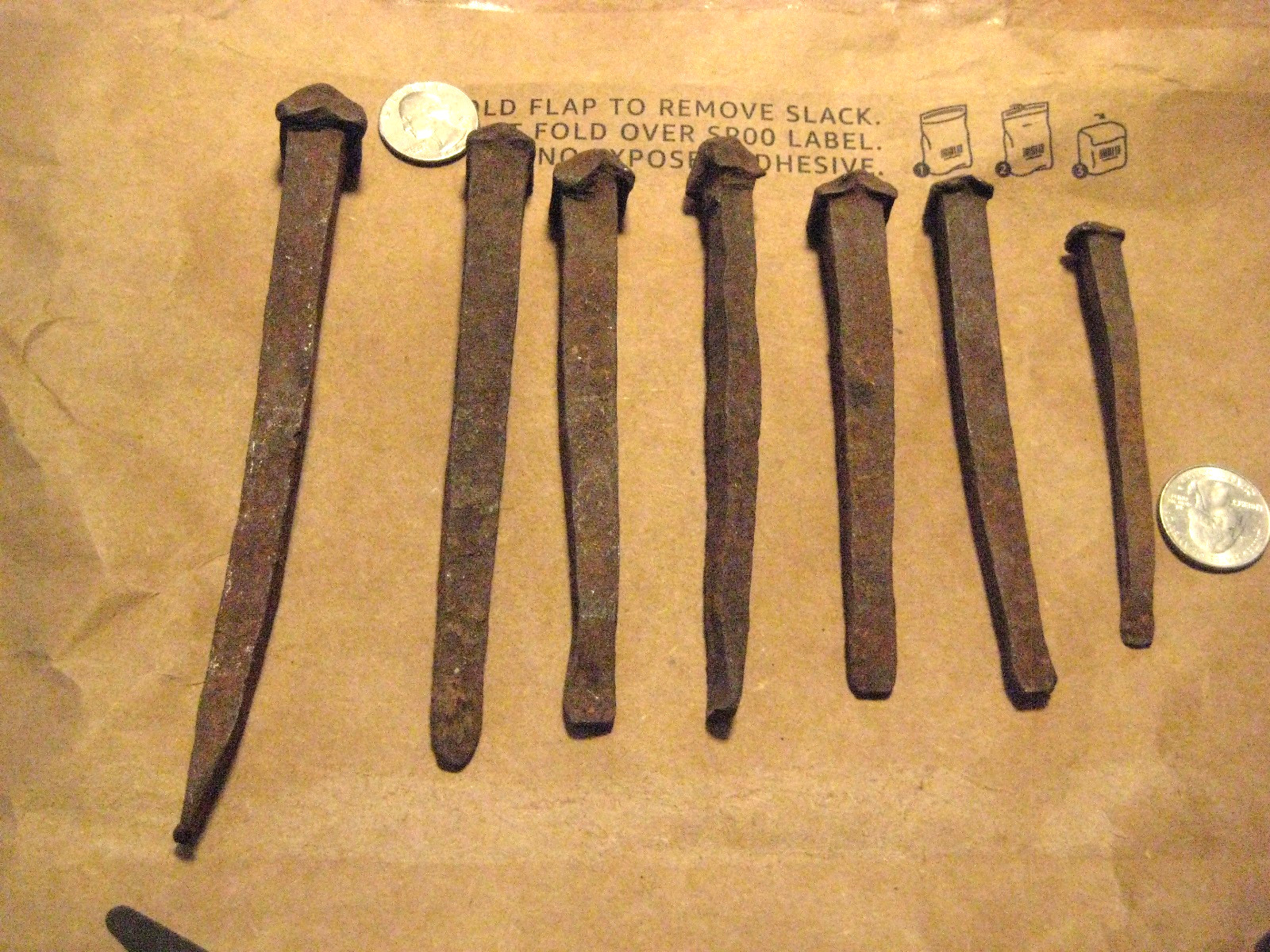 Antique18th Century Hand Forged Iron Nails Rosehead Nails 4 5/8″ – 6 1/2″