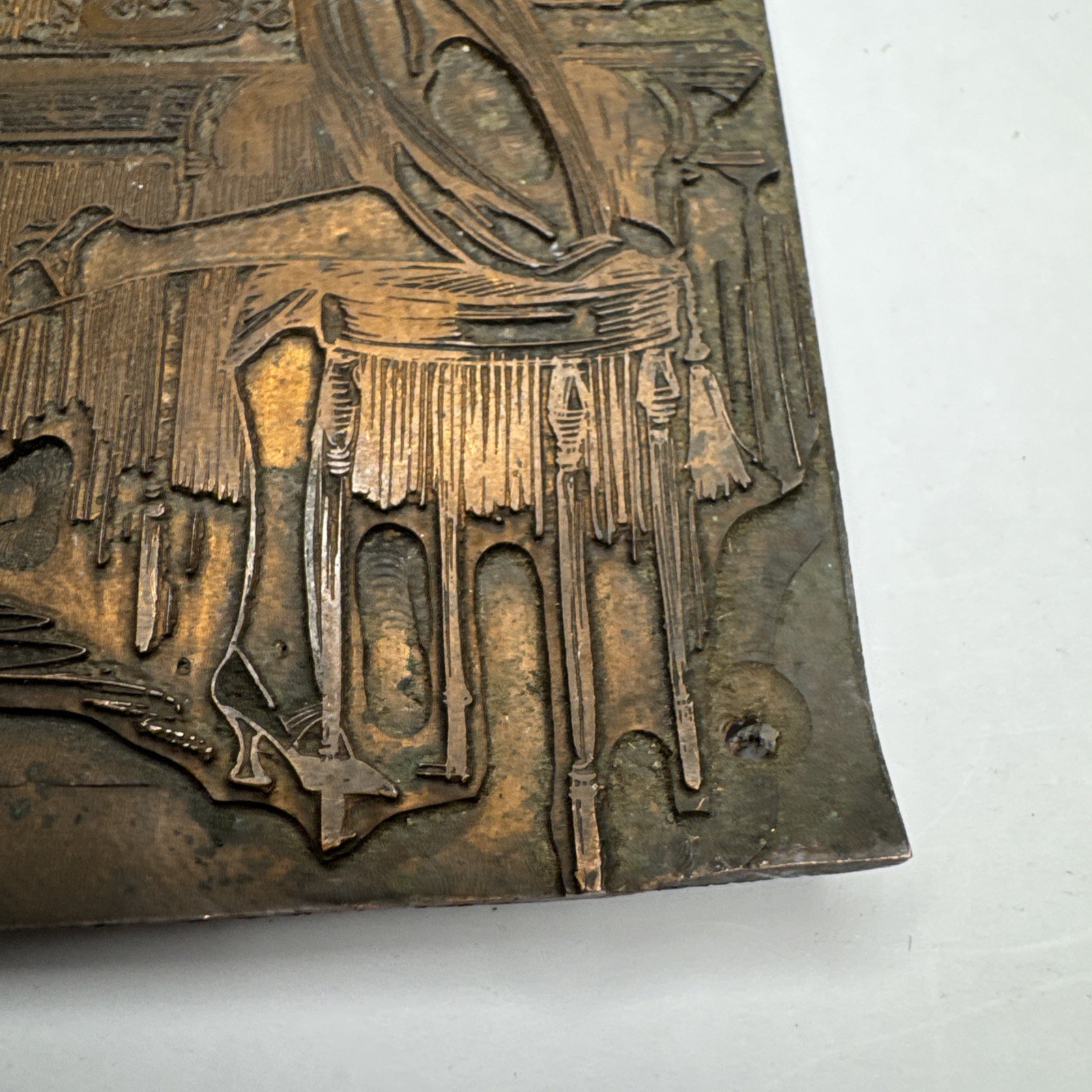 Antique Copper Printing Plate Stocking Advertisement Flapper Canary Girl Bird