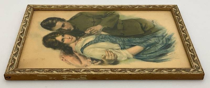 Framed Behind Glass Original William Haskell Coffin 1918 WWI Print “The Girl I L
