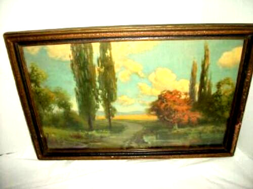 1926 R Atkinson Fox Lithograph Landscape English Garden Trees Signed Print Frame