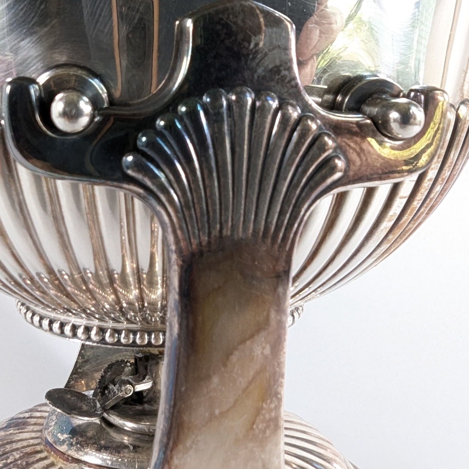 Antique Gorham Silver-Plated Tilting Teapot with Warmer Stand – 1904 Harp Mark