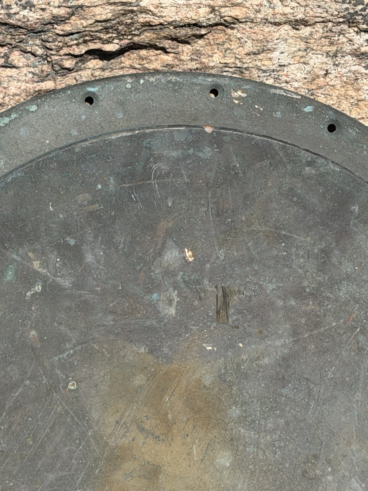 Antique Industrial Solid Round Brass Hatch Cover 19” w/ Flange – Arch. Salvage