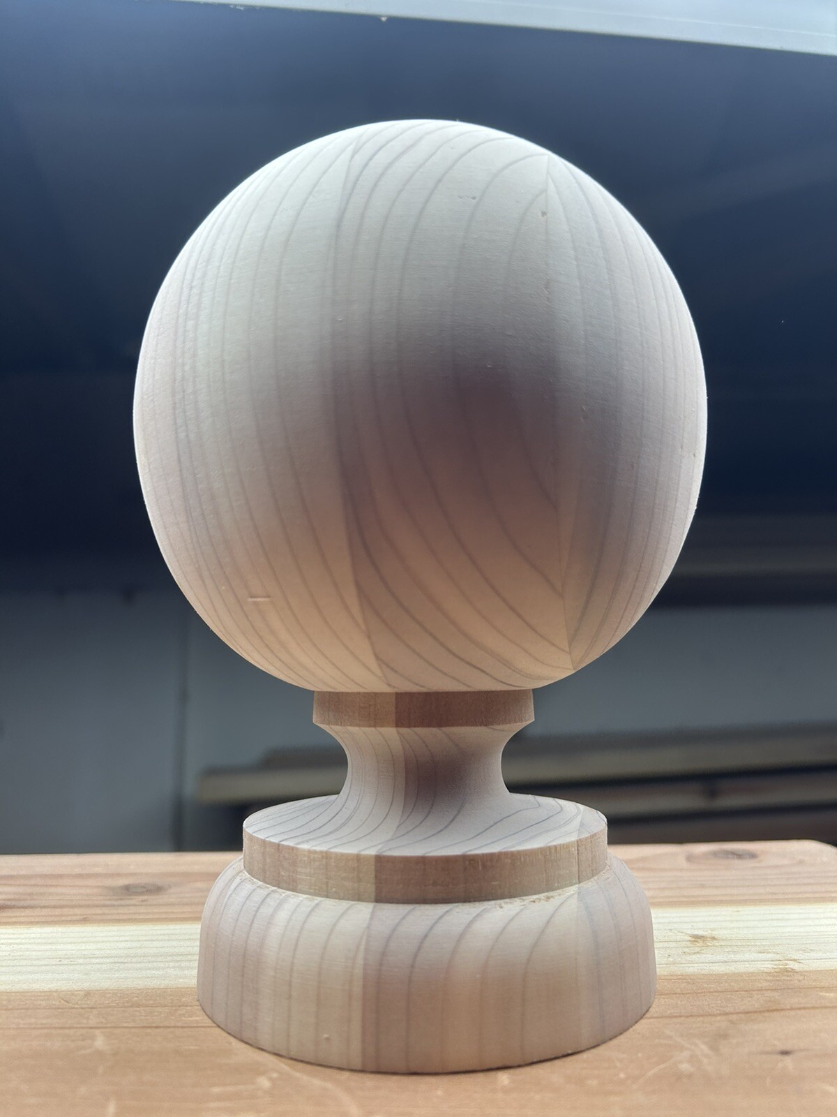 OUTDOOR NEWEL POST FINIAL Redwood UNFINISHED Top 5 1/4”INCH BALL
