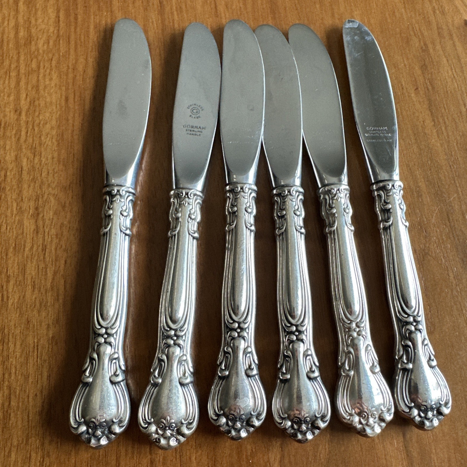 Set Of 6 Sterling Silver Chantilly 1895 Gorham Butter Spreading Knives