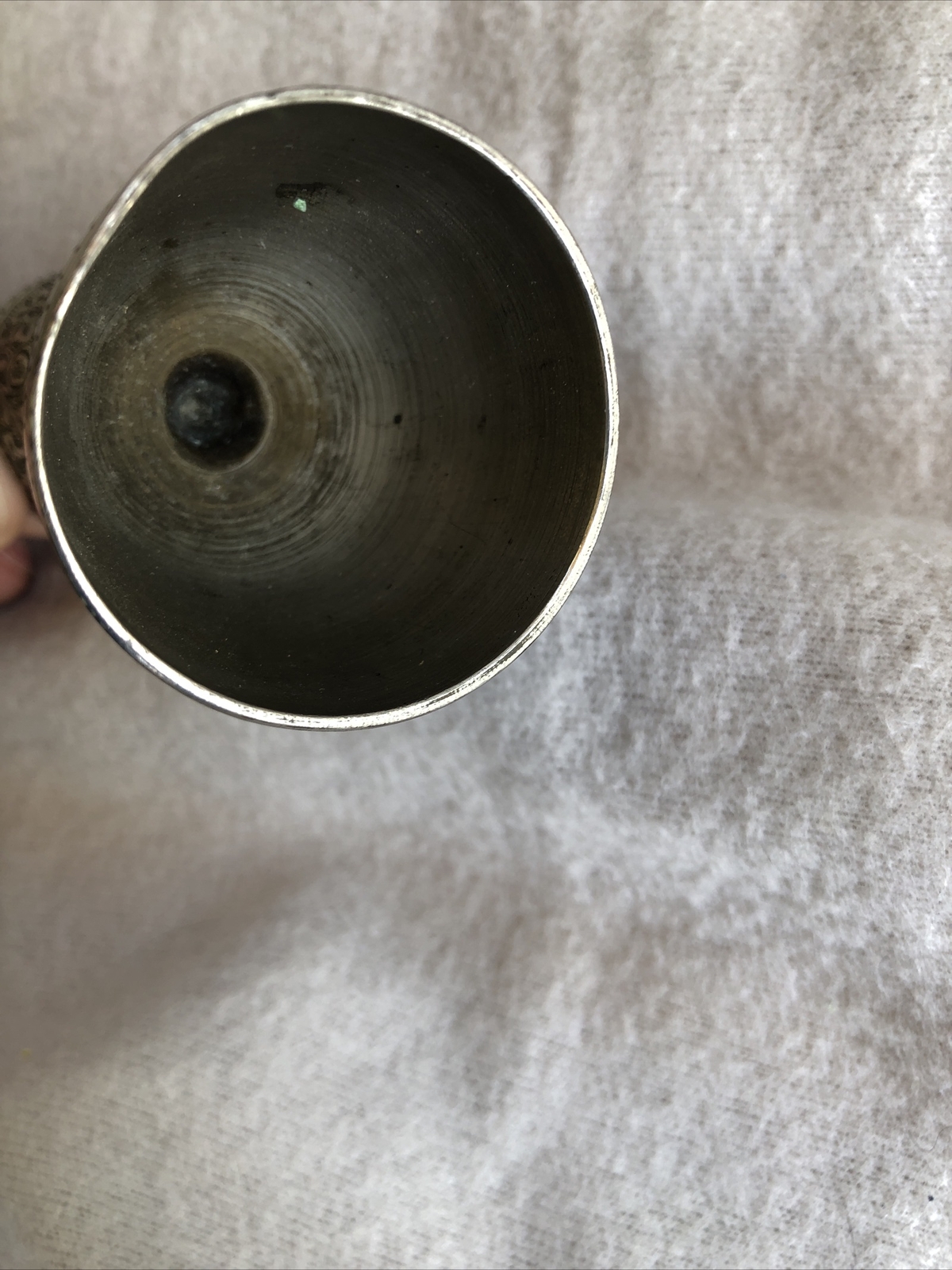 Antique Indian Early 19th Century Brass Minakari Work Double Ended Measuring Cup