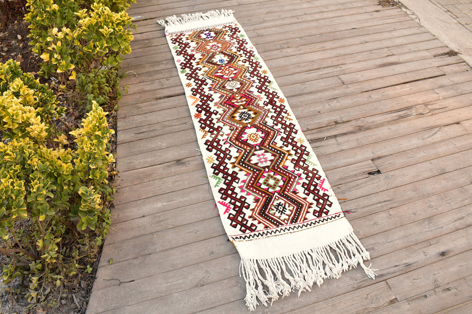 Turkish Rug 1’x6′ Oriental Cicim Runner Kilim Corridor Hallway 52x185cm