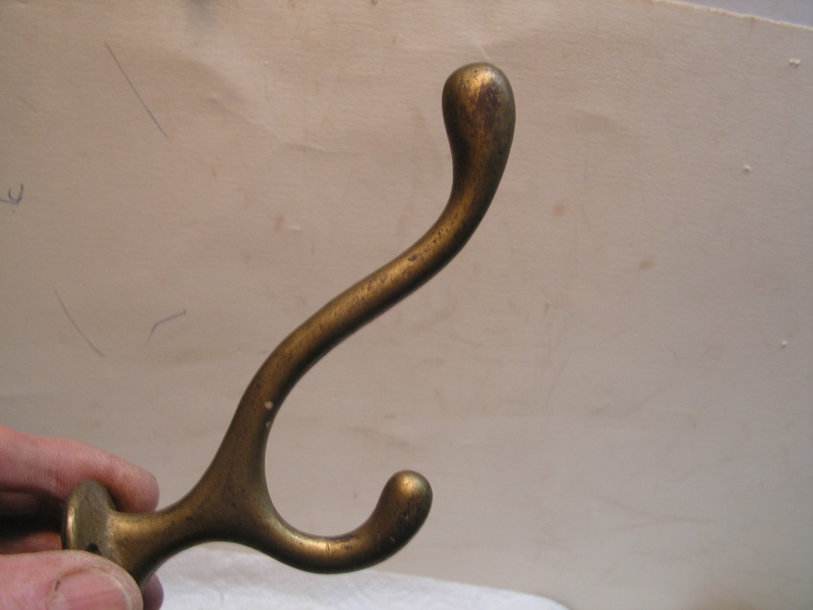 Antique Solid Steel Wall Hook Vintage TRIPLE Ball End Coat Hat Hook Rustic